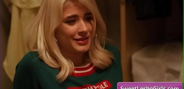  Naughty teen lesbian girls Elexis Monroe, Brandi Love getting kinky on Christmas